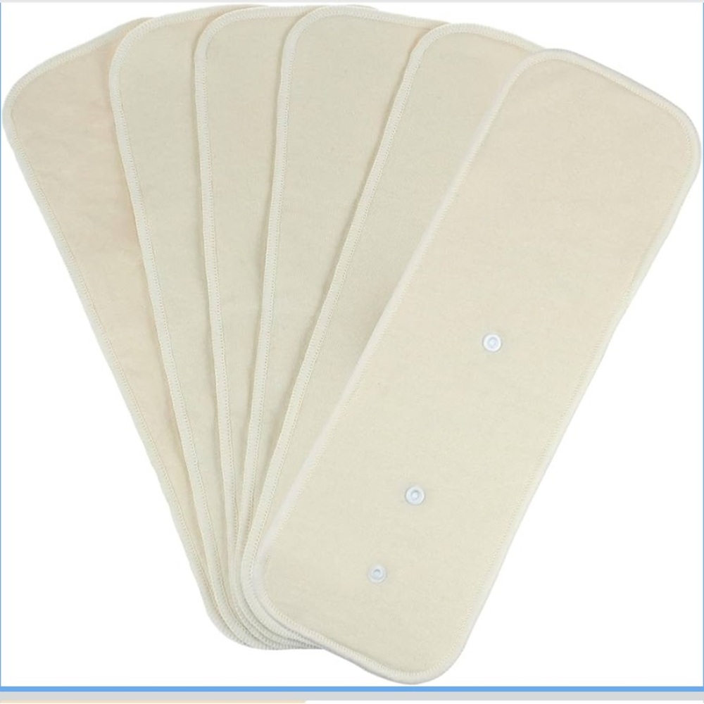 Mama Koala 3-Layer Hemp Cotton Baby Cloth Diaper Inserts, Adjustable(6 Pack)